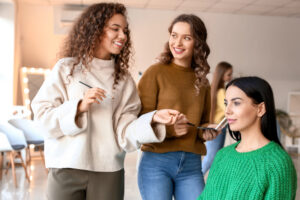 young women in cosmetology program