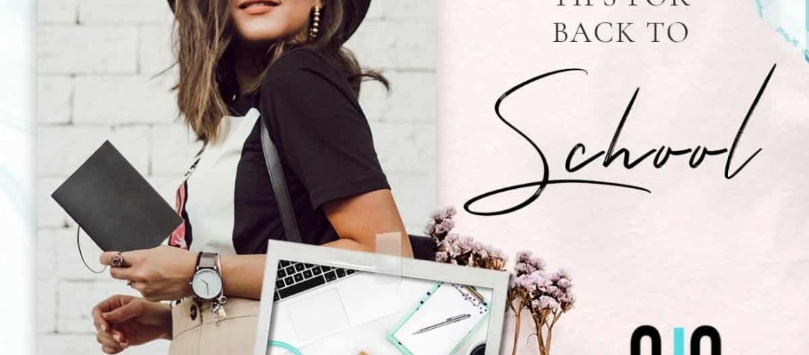 Young woman with school supplies, back to school tips, Austin Kade Academy.