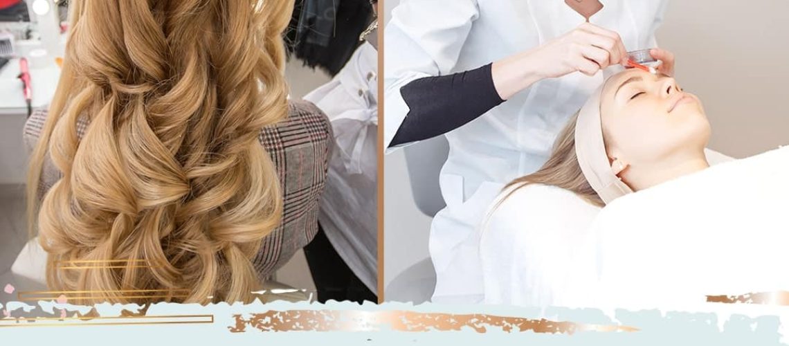 Student getting professional hair styling and makeup training at Austin Kade Academy